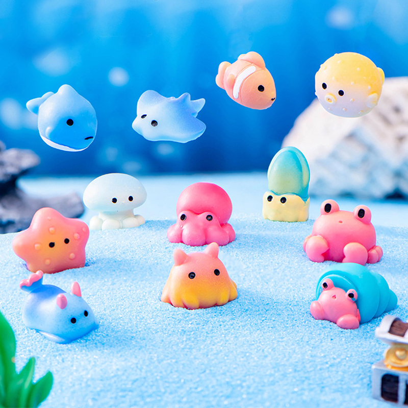 Marine Aquarium Tanks - Marine Animals Figurine Dolphin Octopus Jellyfish