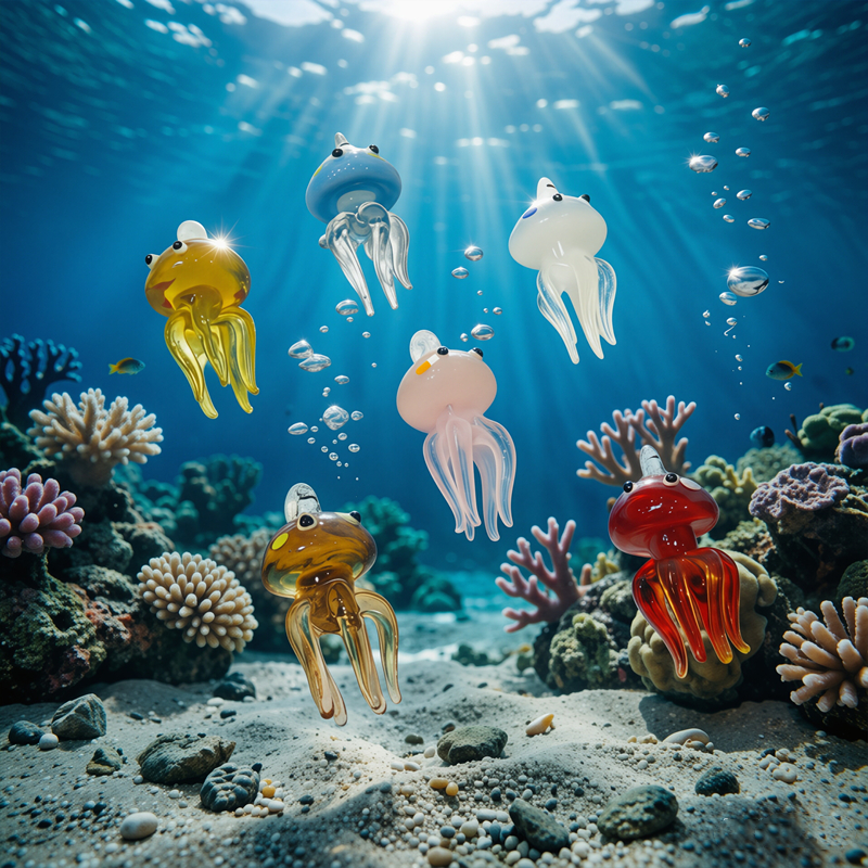 Colorful Mini Jellyfish Glass  - Marine Life Aquariums recension och pris