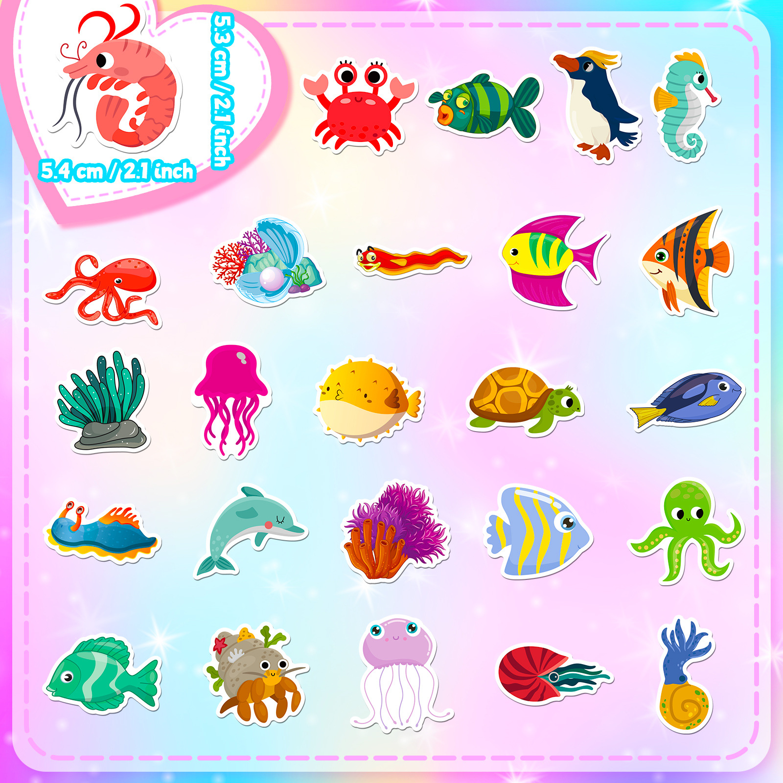50Pcs Marine Life Stickers Aqu - Marine Life Aquariums recension och pris